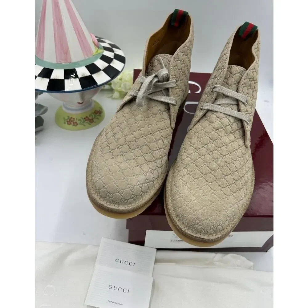 Men's Gucci suede GG embossed desert boots size 12 made in Italy